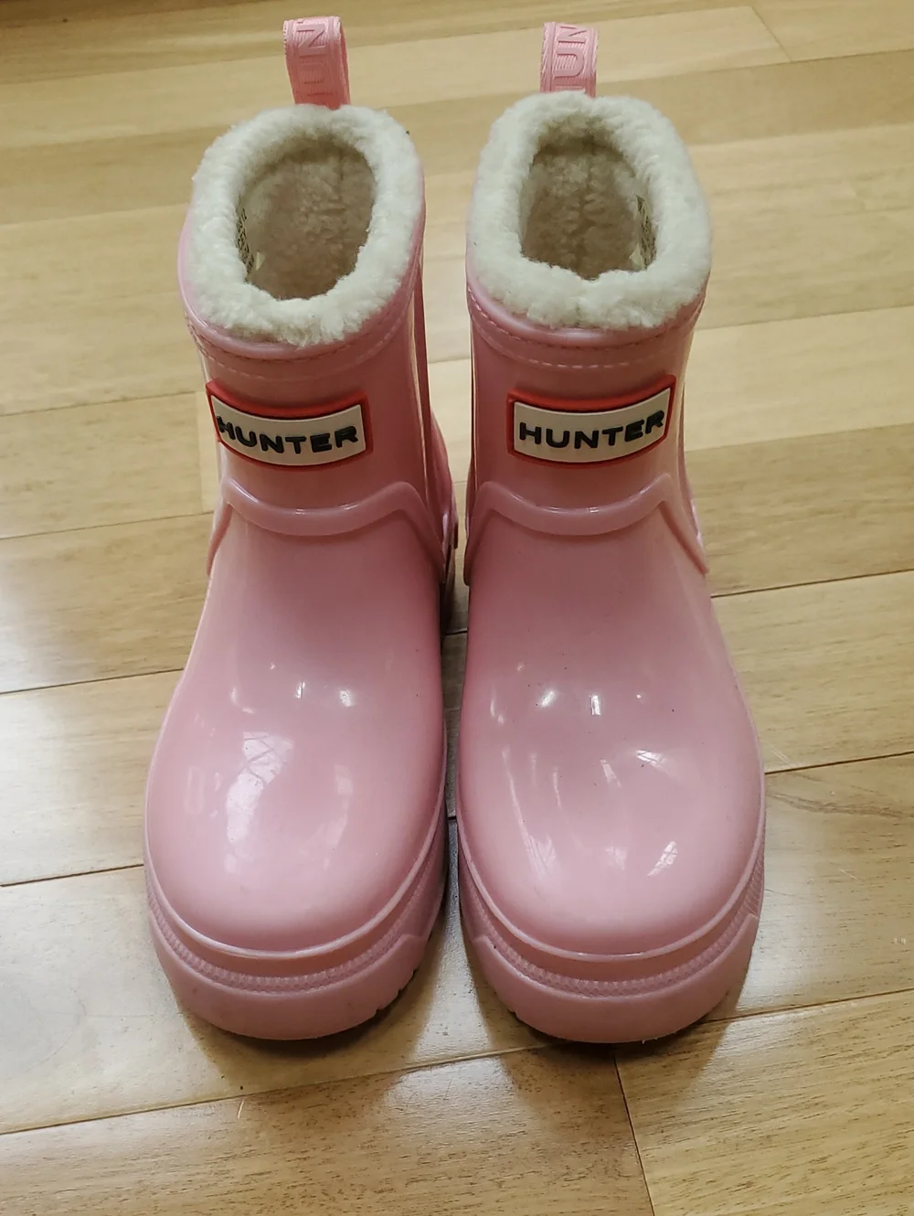 Hunter Kids Grace Pink Fleece-Lined Rain Boots